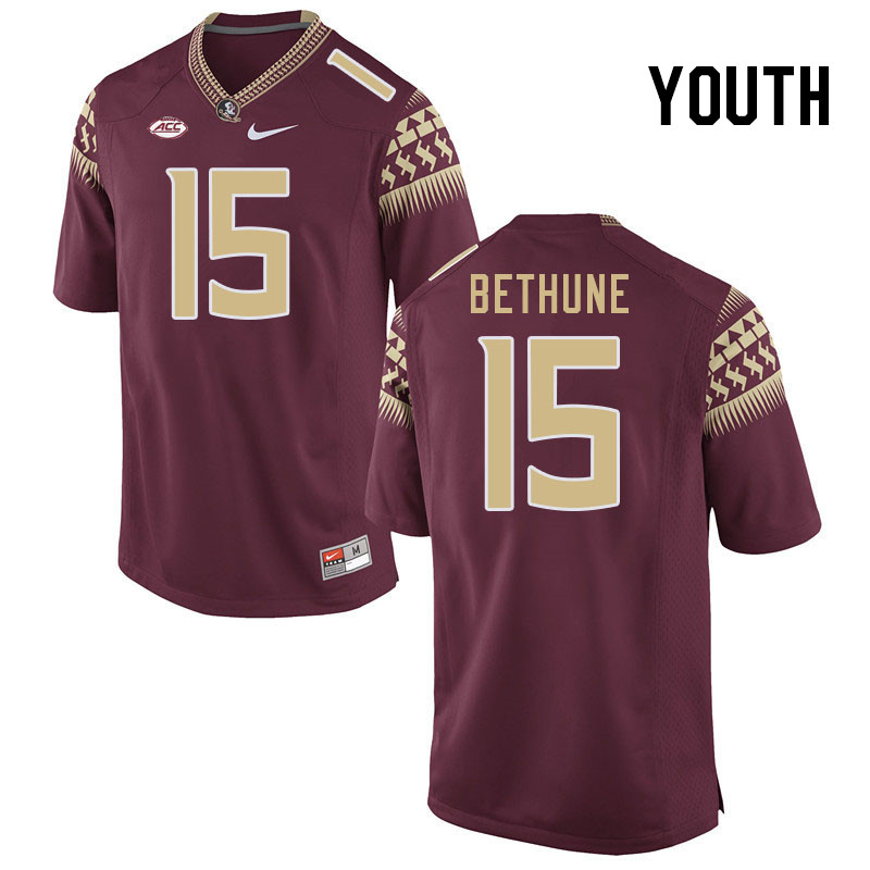 Youth #15 Tatum Bethune Florida State Seminoles College Football Jerseys Stitched-Garnet